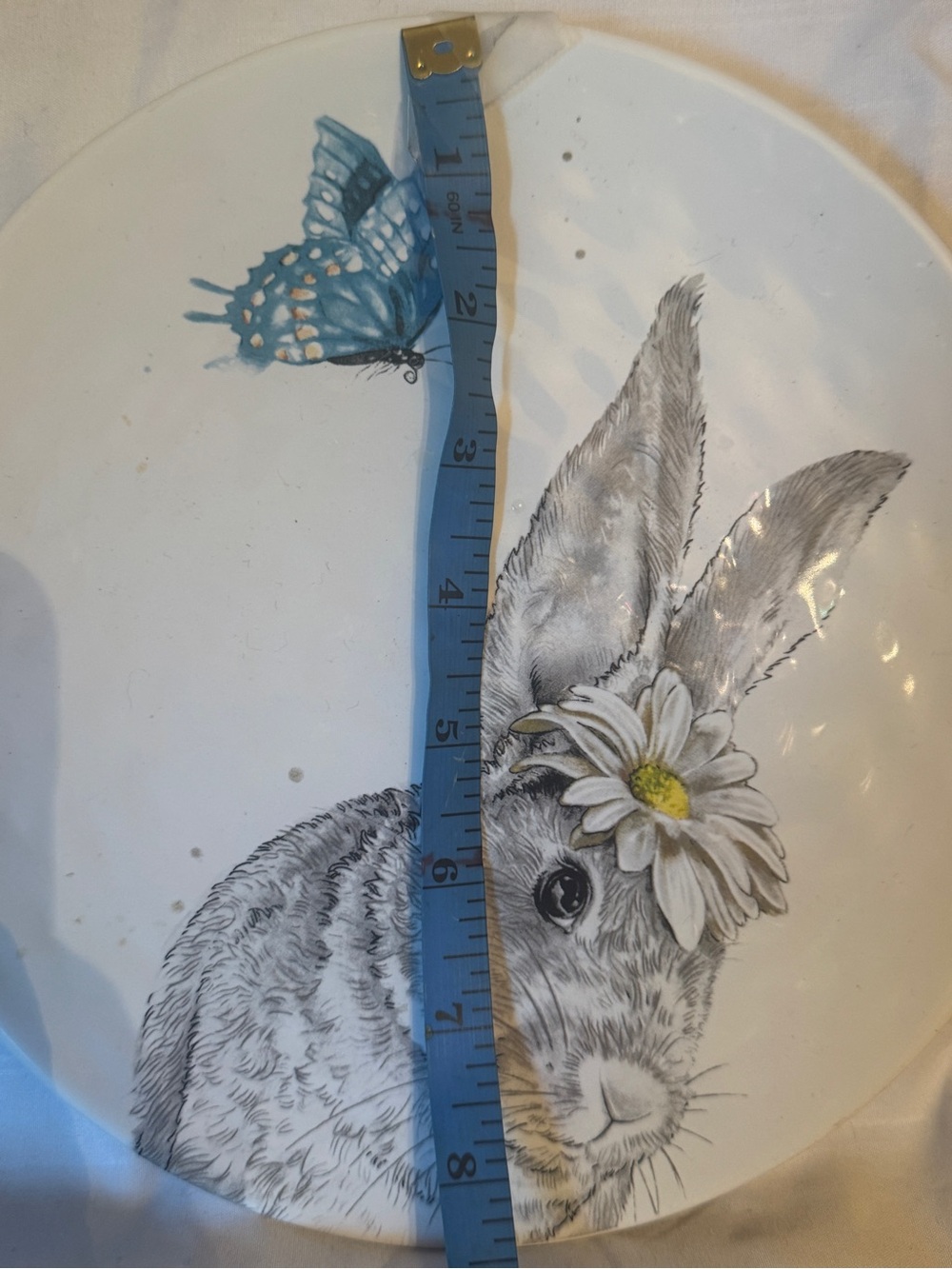 Pier 1 Easter Bunny w Butterflies and Flowers 8 1/2” Earthenware - Picture 5 of 5